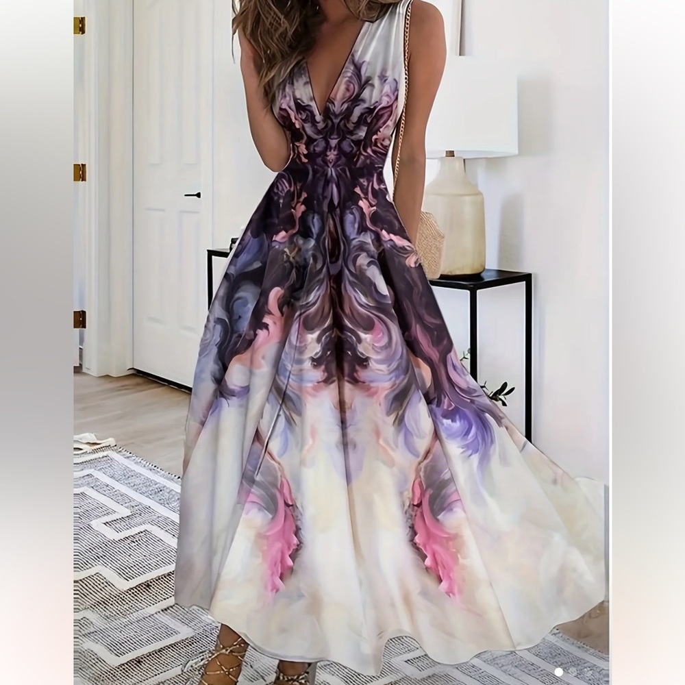 Chic Asymmetrical Dress in Pink and Cream